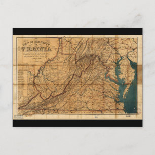 Postal Mapa del estado de Virginia por Nicholson (1862)