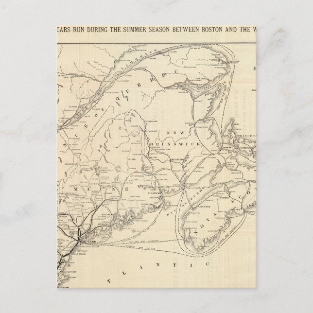 Postal Mapa del ferrocarril Boston y Maine (Anverso)