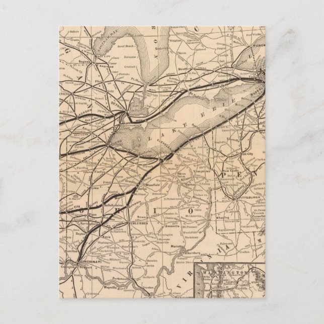 Postal Mapa del ferrocarril central y del río Hudson de N (Anverso)