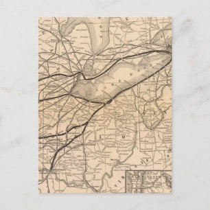 Postal Mapa del ferrocarril central y del río Hudson de N