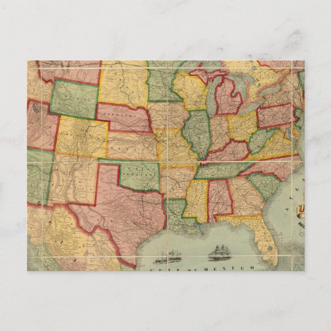 Postal Mapa del ferrocarril de la Unión Americana de los  (Anverso)