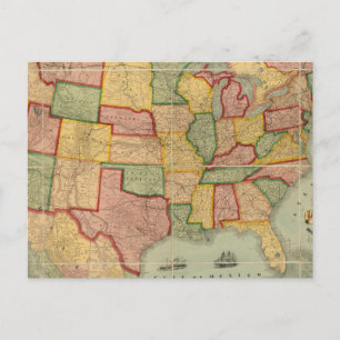 Postal Mapa del ferrocarril de la Unión Americana de los 