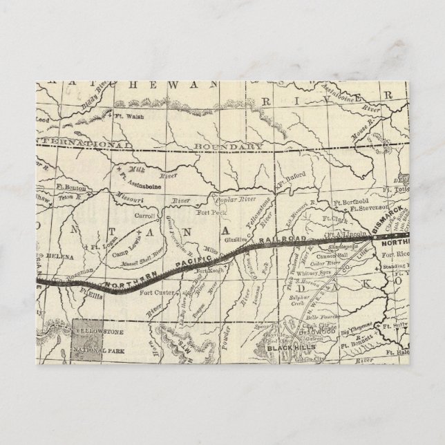 Postal Mapa del ferrocarril del Pacífico septentrional (Anverso)