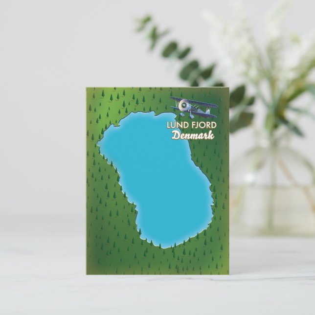 Postal Mapa del fiordo de Lund, Dinamarca (Anverso de pie)