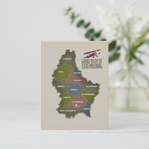 Postal Mapa del Gran Ducado de Luxemburgo