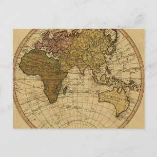 Postal Mapa del hemisferio oriental del Antique William F