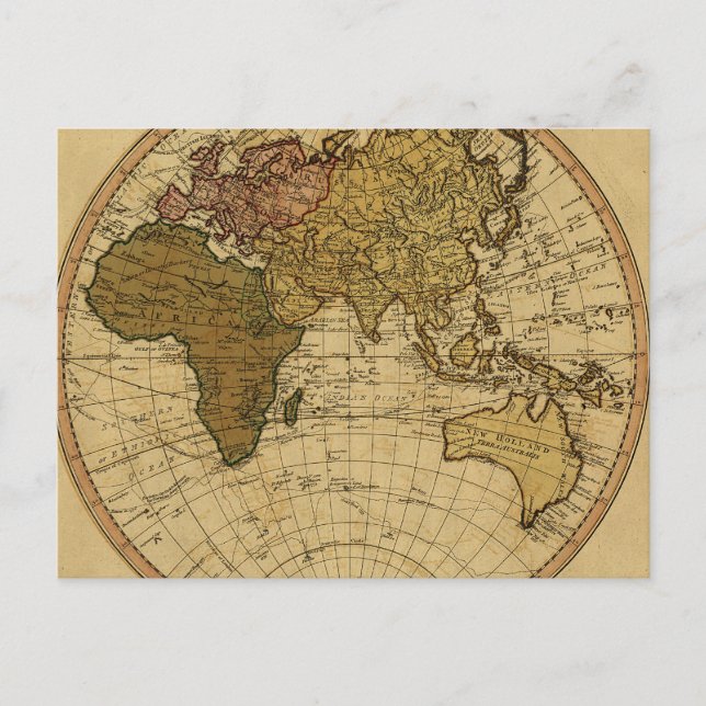 Postal Mapa del hemisferio oriental del Antique William F (Anverso)