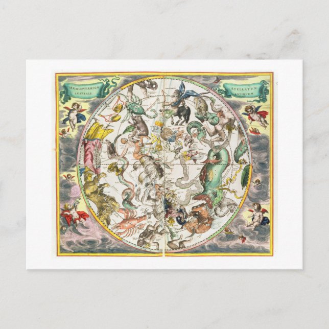 Postal Mapa del hemisferio sur, de 'La Celestia (Anverso)