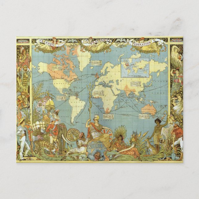 Postal Mapa del Imperio Británico (Anverso)