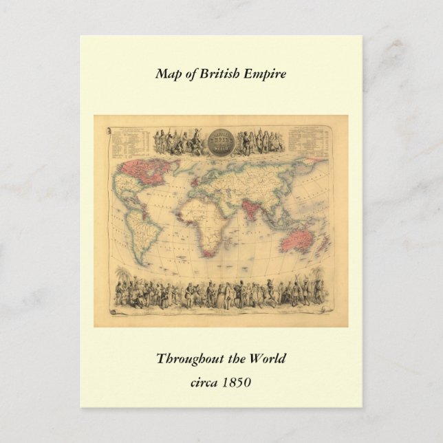 Postal Mapa del Imperio Británico en todo el mundo de los (Anverso)