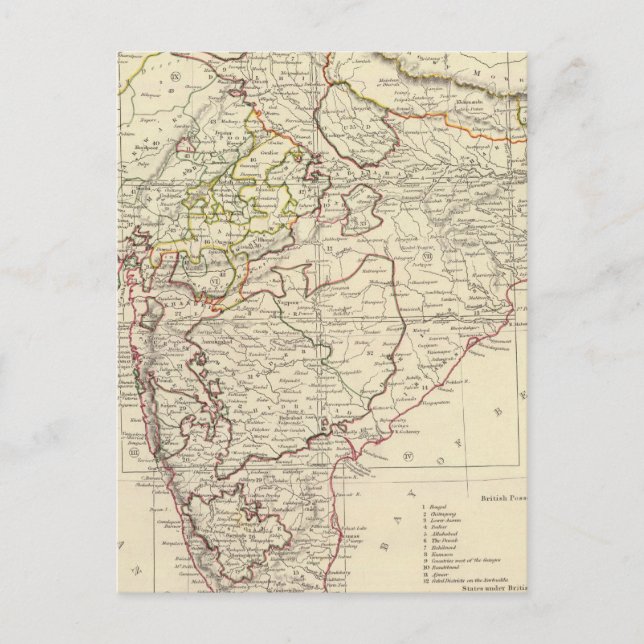 Postal Mapa del índice India XII (Anverso)