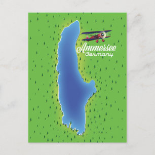 Postal Mapa del lago Ammersee en Alemania