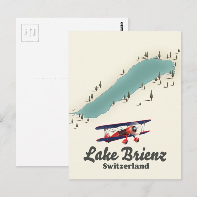 Postal Mapa del lago de Brienz Suiza (Anverso / Reverso)