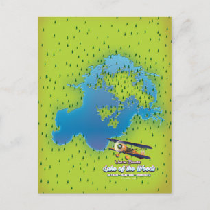 Postal Mapa del lago de los Bosques,Ontario,Manitoba,Minn