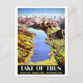 Postal Mapa del lago de Thun, Oberland bernés, Suiza