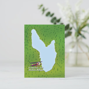 Postal Mapa del lago Hubbard en el norte de Michigan