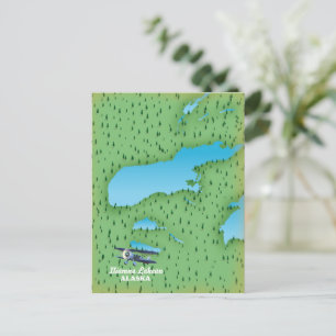 Postal Mapa del lago Iliamna Alaska