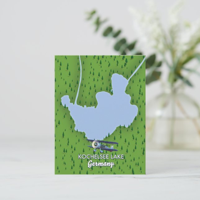 Postal Mapa del lago Kochelsee, Alemania (Anverso de pie)