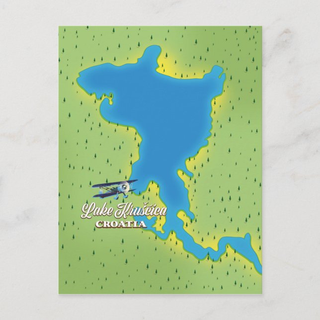 Postal Mapa del lago Krušćica Croacia (Anverso)