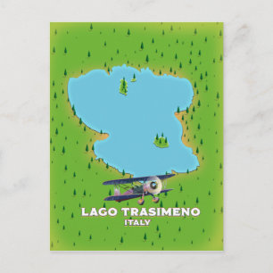 Postal Mapa del lago Lago Trasimeno Italia