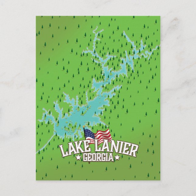 Postal Mapa del lago Lanier Georgia (Anverso)