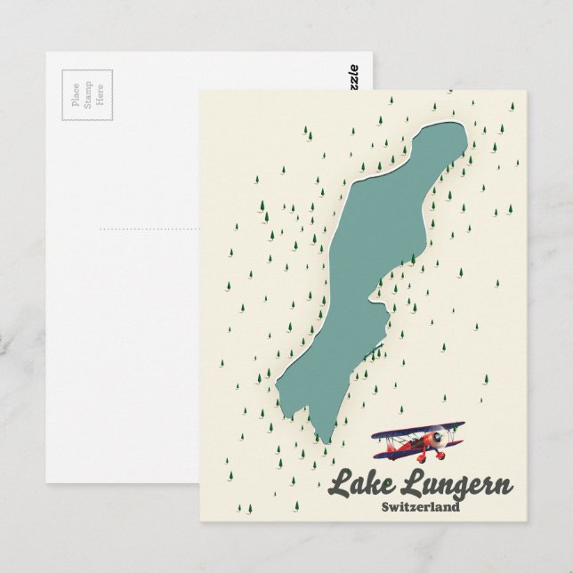 Postal Mapa del lago Lungern Suiza (Anverso / Reverso)