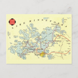 Postal Mapa del lago Minnetonka