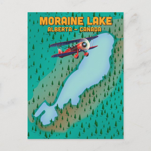 Postal Mapa del lago Moraine Alberta Canadá (Anverso)