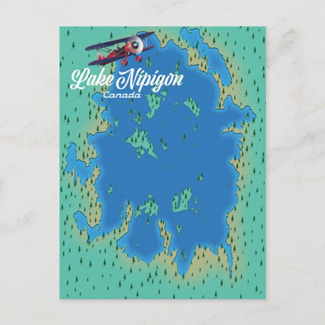 Postal Mapa del lago Nipigon Canadá (Anverso)