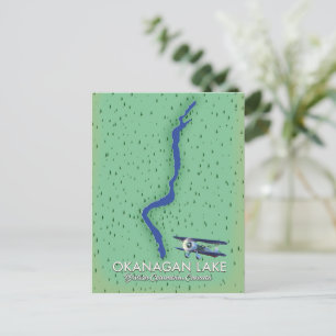 Postal Mapa del lago Okanagan Columbia Británica Canadá