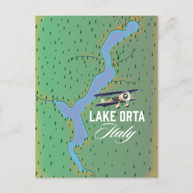 Postal Mapa del lago Orta Italia (Anverso)