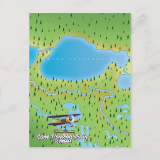 Postal Mapa del lago Pontchartrain Louisiana