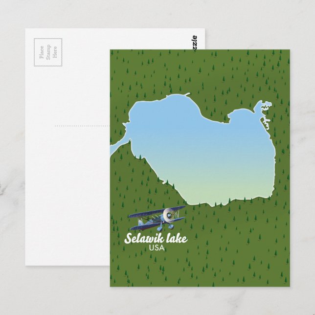Postal mapa del lago Selawik Alaska (Anverso / Reverso)