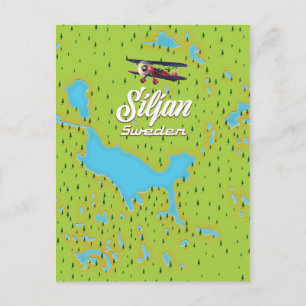 Postal Mapa del lago Siljan en Suecia