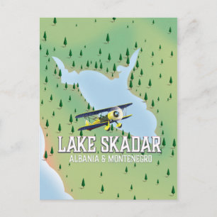 Postal Mapa del lago Skadar Albania y Montenegro