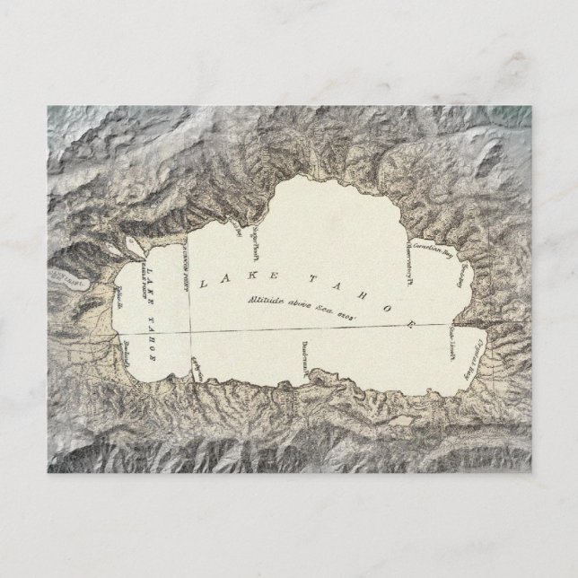 Postal Mapa del lago Tahoe (Anverso)