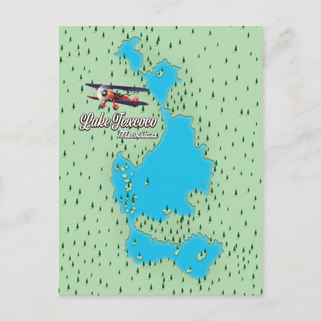 Postal Mapa del lago Texcoco México (Anverso)