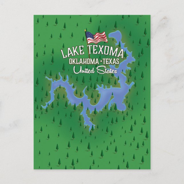 Postal Mapa del lago Texoma USA. (Anverso)