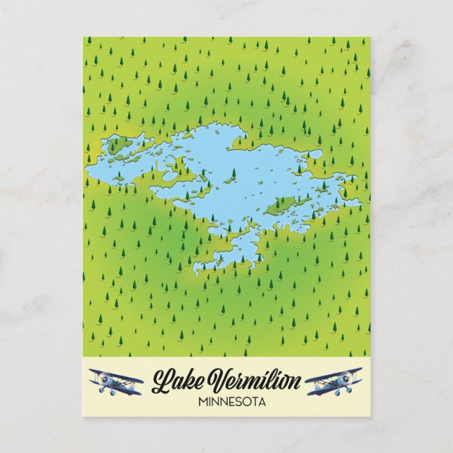 Postal Mapa del lago Vermilion Minnesota (Anverso)