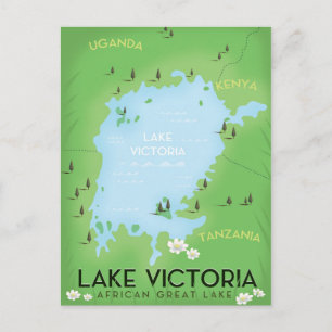 Postal Mapa del lago Victoria - Arte de viaje del gran la