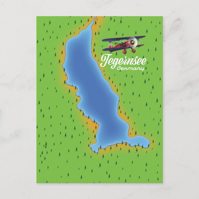 Postal Mapa del lago vintage en Alemania (Anverso)