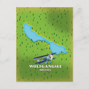 Postal Mapa del lago Wolfgangsee en Austria