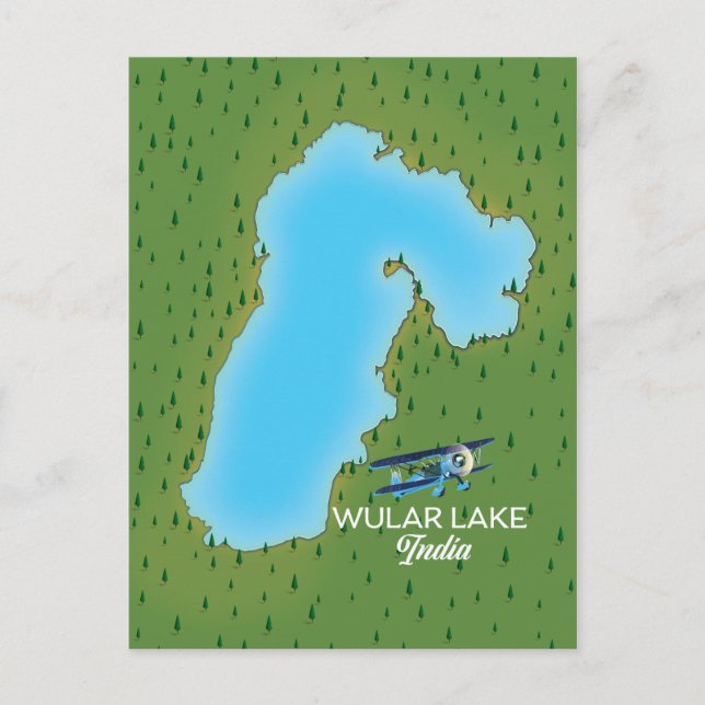 Postal Mapa del lago Wular India (Anverso)