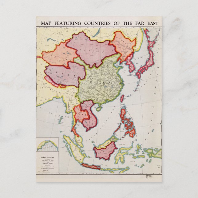 Postal Mapa del Lejano Oriente de Asia (1932) (Anverso)