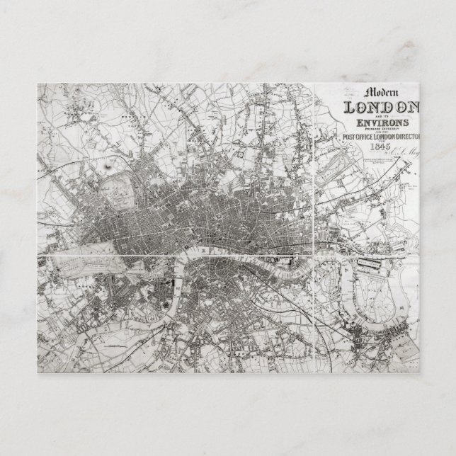 Postal Mapa del Londres moderno y sus alrededores, 1854 (Anverso)