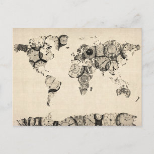 Postal Mapa del Mapa del Mundo de los viejos bloques