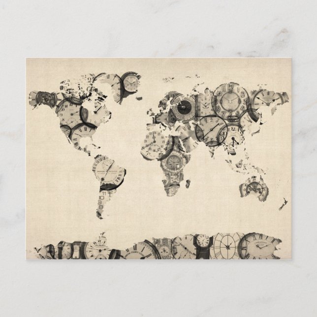 Postal Mapa del Mapa del Mundo de los viejos bloques (Anverso)