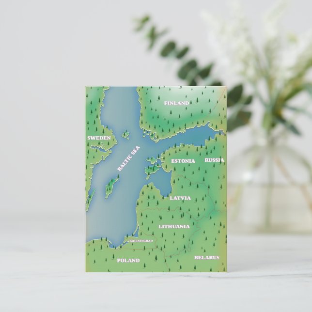 Postal mapa del mar Báltico (Anverso de pie)
