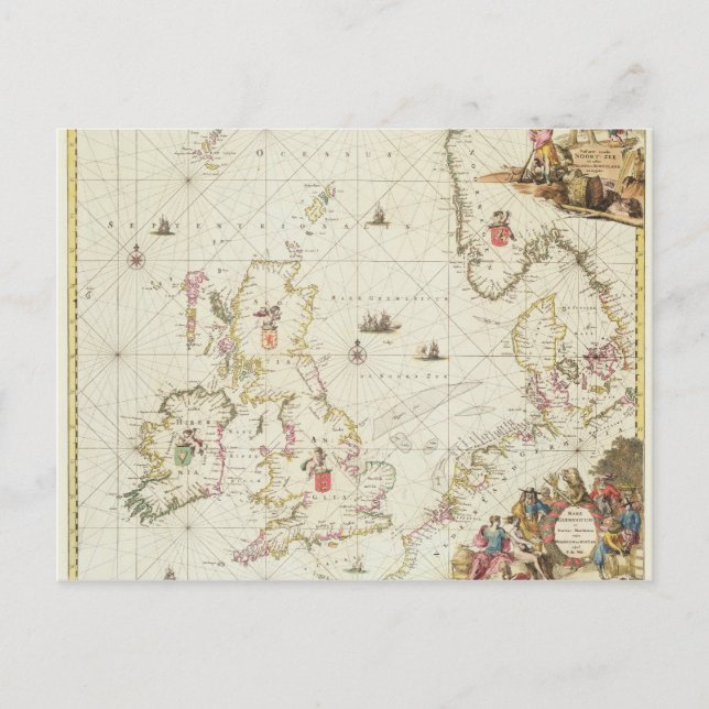 Postal Mapa del Mar del Norte, c.1675 (Anverso)