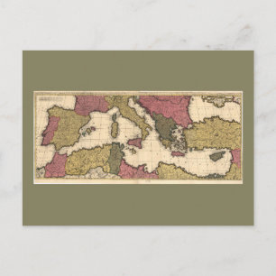 Postal Mapa del mar Mediterráneo (1695)